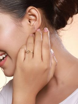 Ornate Jewels - 14K Yellow Gold 0.07 Carat Lab Grown Diamond Radiant Loop Ring for Women & Girls