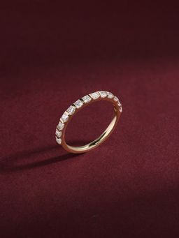 Ornate Jewels - 14K Yellow Gold 0.75 Carat Princess Lab Grown Diamond Band Ring for Women & Girls