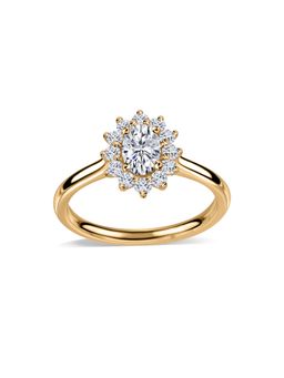 Ornate Jewels - 10K Yellow Gold 0.65 Carat Lab Grown Diamond Shine Floral Ring for Women & Girls