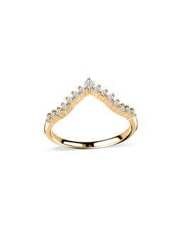 Ornate Jewels - 14K Yellow Gold 0.20 Carat Lab Grown Diamond Sparkle Curve Ring for Women & Girls