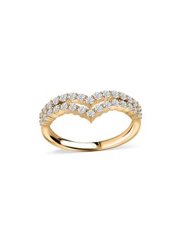 Ornate Jewels - 10K Yellow Gold 0.65 Carat Lab Grown Diamond Heartshine Curve Ring
