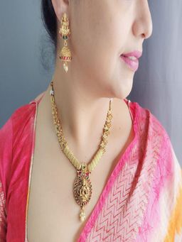 GRIIHAM - Laxmi Design Necklace With Pearls Designer Jewellery Set
