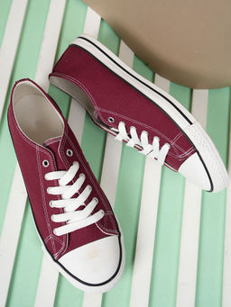 MOZAFIA - Maroon Stylish Lightweight and Comfortable Canvas Sneakers