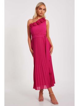 Quiz Clothing - Magenta Women A-Line Dress With Belt