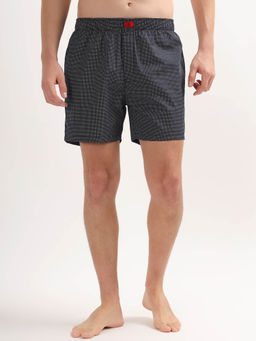 Cantabil - Men Navy Blue and White Micro Printed Boxer