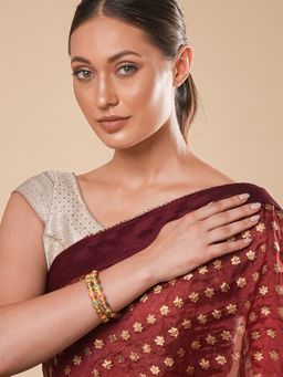 Yellow Chimes - Set Of 2 Gold-plated Green And Pink Meenakari Bangles