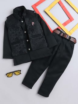 FOURFOLDS - Green Boys Indo Blazer Waistcoat & Trouser (Set of 3)