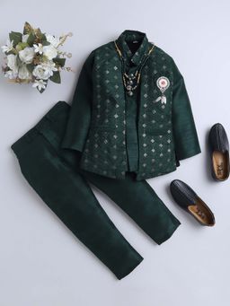 FOURFOLDS - Green Boys Indo Blazer & Trouser (Set of 3)