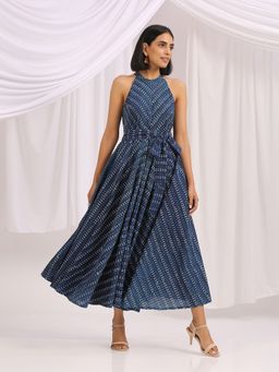 Okhai - Blue Oasis Hand Block Printed Cotton Dress
