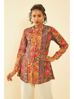 Soch - Womens Multi-Color Crepe Floral Print Tunic