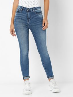 Spykar - Women Dark Blue Cotton Super Skinny Ankle Length Jeans