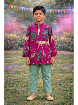 PSPeaches - Boys Pink Printed Kurta & Pajama