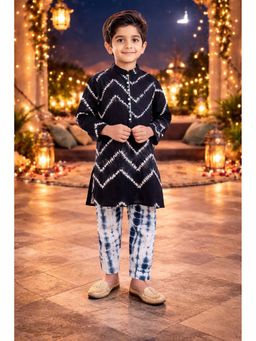 PSPeaches - Boys Black Tie & Dye Kurta & Pajama