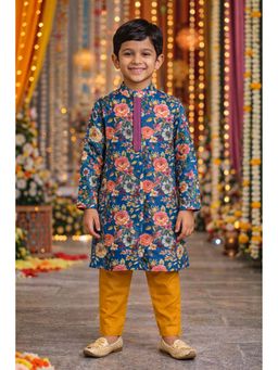 PSPeaches - Boys Blue Floral Kurta & Pajama