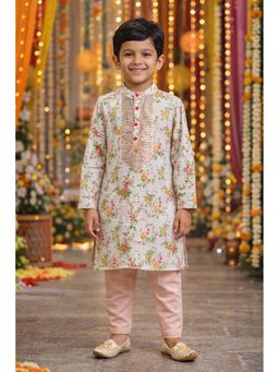 PSPeaches - Boys Peach Floral Kurta & Pajama