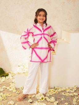 PSPeaches - Girls Pink Tie & Dye Kurta & Pant