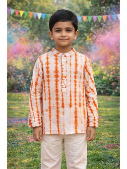 PSPeaches - Boys Orange Tie & Dye Kurta