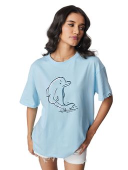The Souled Store - Save the Dolphin Cotton Women Oversized T-Shirt