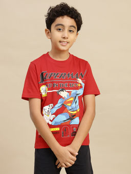 Kidsville - Official Superman Printed Regular Fit T-shirt For Boys