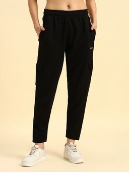 Cantabil - Women Solid Black Cargo Joggers