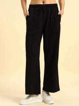 Cantabil - Women Solid Black Regular Fit Track Pant