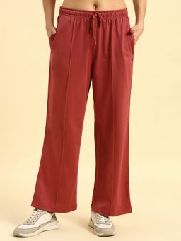 Cantabil - Women Solid Maroon Regular Fit Track Pant