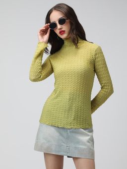 SHOWOFF - Women's Light Green Fitted Top