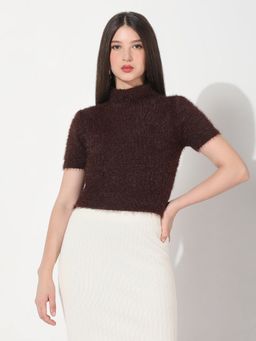 SHOWOFF - Women's Coffee Brown Crop Top