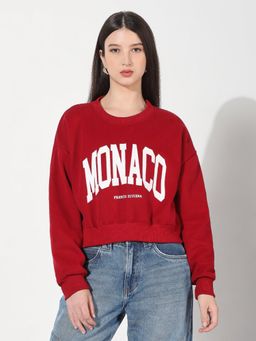 SHOWOFF - Women's Typography Red Crop Top