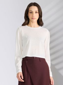 SHOWOFF - Women's Embellished White Crop Top