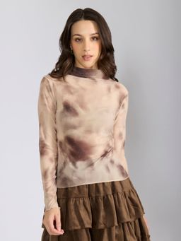 SHOWOFF - Women's Brown Fitted Top