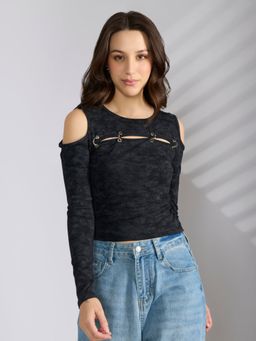 SHOWOFFFF - Women's Charcoal Crop Top