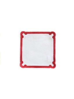 Faaya Gifting - Crimson Border Portico Cocktail Red Napkins (Pack of 4)