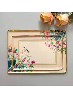 Faaya Gifting - Windsor Bloom Metal Serving Platters (Pack of 2)