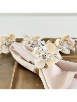 Faaya Gifting - Pearl Petal Napkin Beige Ring (Pack of 4)