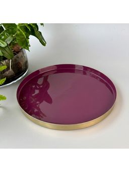 Faaya Gifting - Plum Metal Round Purple Tray