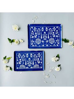 Faaya Gifting - Royal Malabar Serving Blue Platters (Pack of 2)