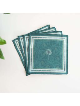 Faaya Gifting - Royal Rambagh Printed Cocktail Green Napkins (Pack of 4)
