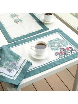 Faaya Gifting - Royal Rambagh Printed Green Table Mats (Pack of 4)
