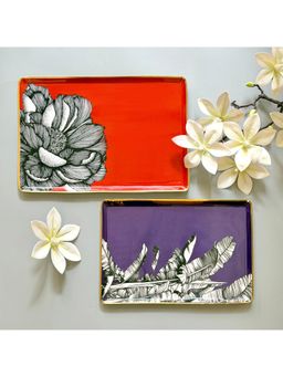 Faaya Gifting - Urban Botanica Metal Rectangle Purple Tray