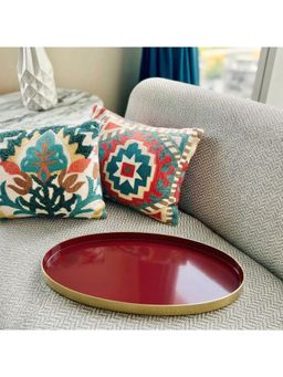 Faaya Gifting - Sindur Metal Oval Red Platter