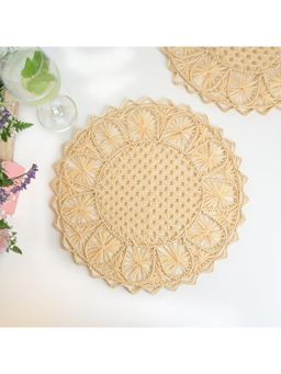 Faaya Gifting - Sandstone Raffia Beige Mats (Pack of 2)