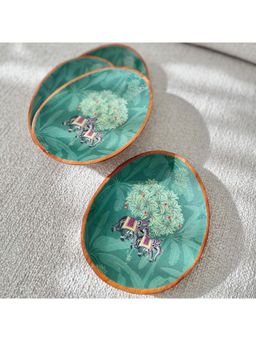 Faaya Gifting - Royal Rambagh Mini Oval Green Plates (Pack of 4)