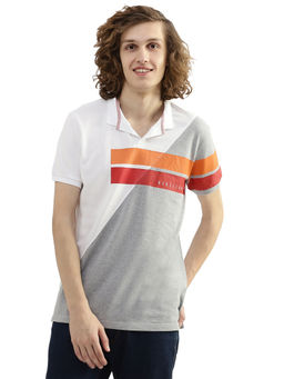 United Colors of Benetton - Men White Colorblocked Polo Collar T-Shirt