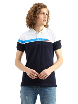 United Colors of Benetton - Men White Colorblock Polo Collar T-Shirt