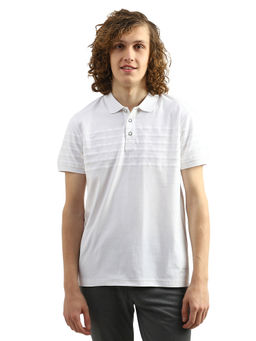 United Colors of Benetton - Men White Striped Polo Collar T-Shirt