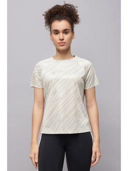 Reebok - Women Beige Stripes T-Shirt