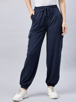 Femea - Women Cotton Mid Rise Blue Joggers