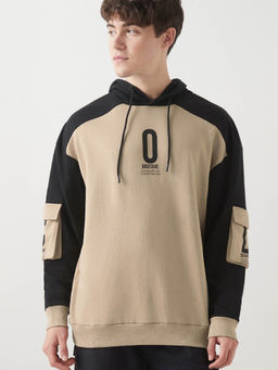 Bewakoof - Men's Brown & Black Color Block Oversized Hoodies