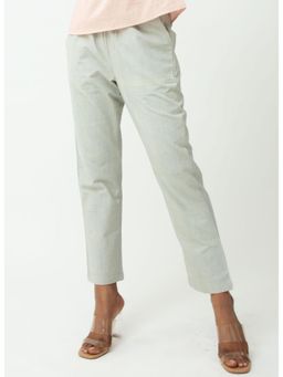 Saltpetre - Women Solid Cotton Off White Elasticated Waist Band Pant